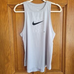 Nike Gray Just Do It Muscle Tank Top Size M Sleeveless Graphic Athletic Gym